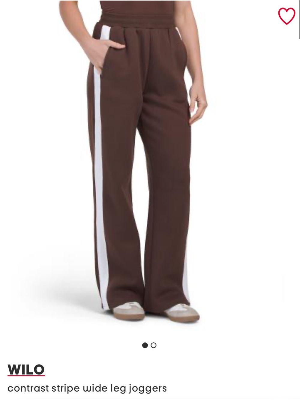 WILO Womens Brown sweatpants with White Side Stripe